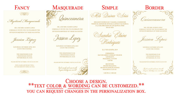Gold Masquerade Mask Laser Cut Invitation, Shiny Gold Mask Quinceañera Invite