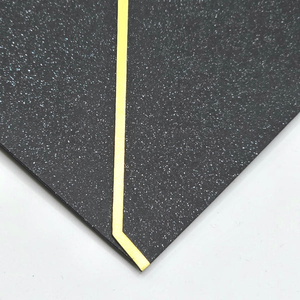 Black Shimmer Envelopes with Gold Foil Border, Elegant Black Envelopes 5.3 x 7.6 in