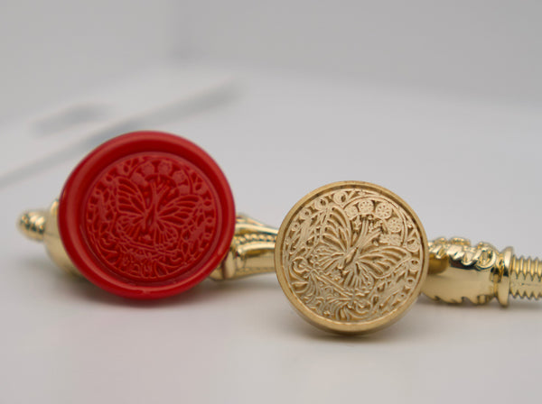 Red Butterfly Wax Seal with Gold and Self Adhesive Sticker