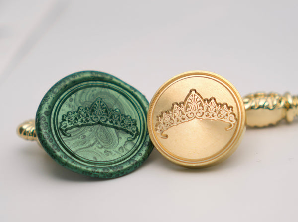 Emerald Tiara Wax Seal with Gold Accent and Self Adhesive Sticker