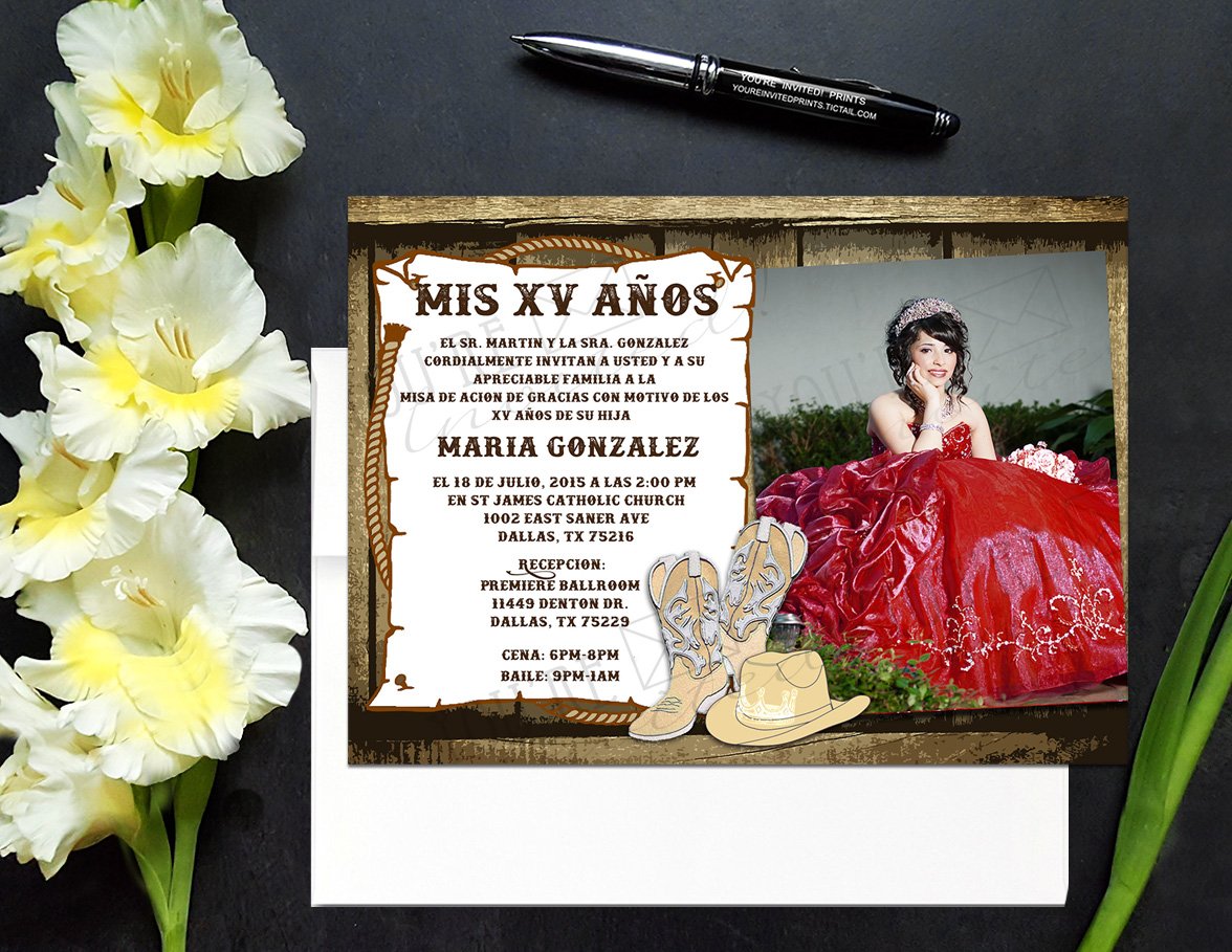 Western Cowboy theme Quinceañera or Sweet Sixteen invitation