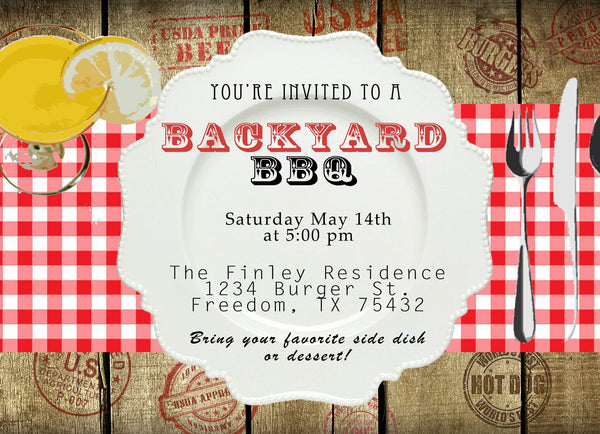 Picnic/Backyard BBQ cookout invitation