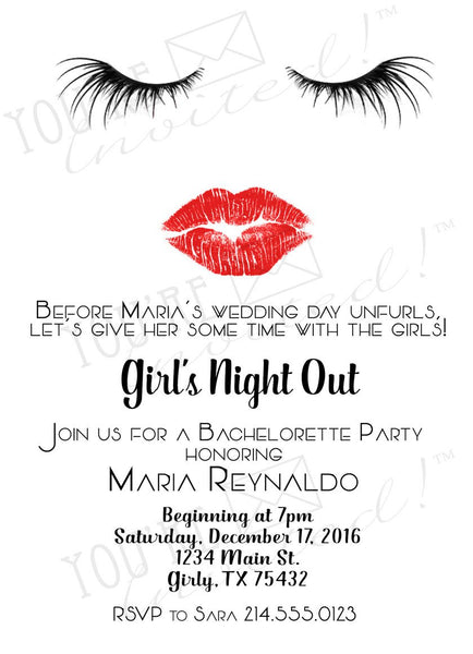 Lipstick and Makeup Bachelorette invitations