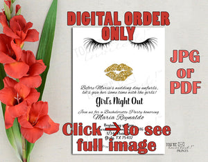 Digital Invite -Glitter Makeup Bachelorette invite