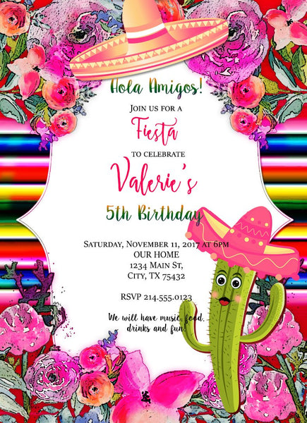 Digital Invite-Mexican Sarape Birthday Invite