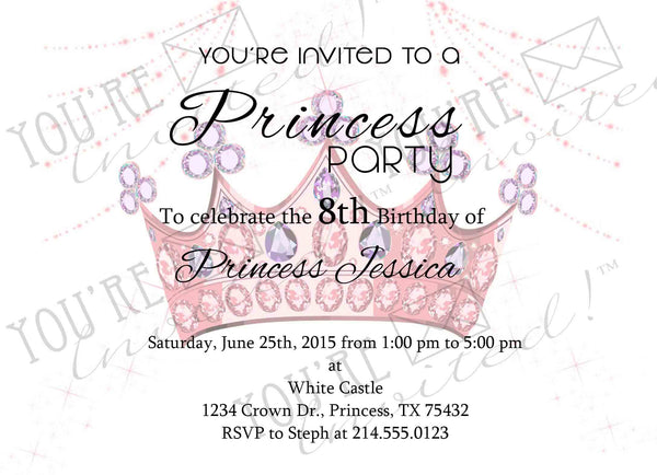 Princess crown birthday invitation