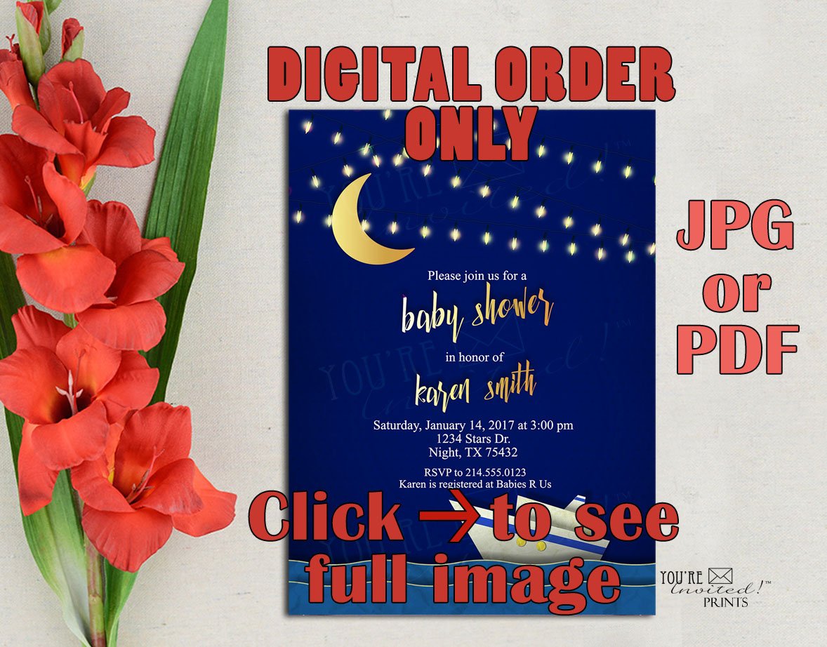 Digital Invite -Sailor lights and stars nautical baby shower invitation