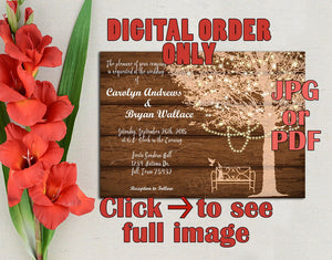 Digital Invite -Fall String lights in tree wedding invitation