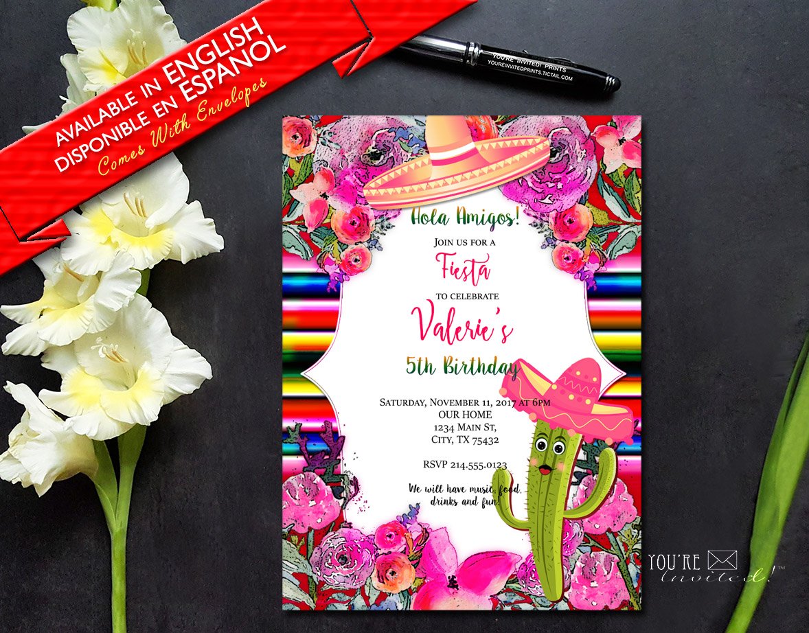 Mexican Sarape Fiesta birthday invitation