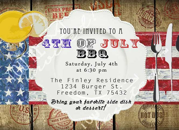 Backyard BBQ cookout invitation