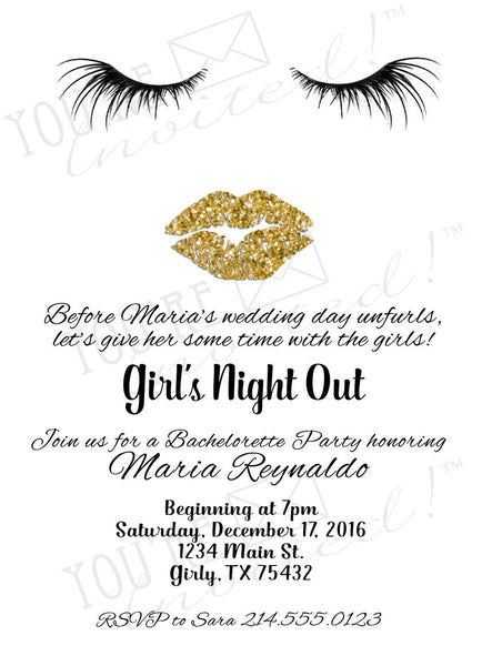 Digital Invite -Glitter Makeup Bachelorette invite