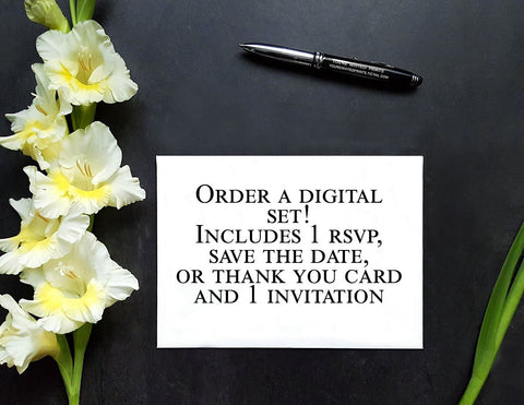 Online Digital Set of Any Design - Includes one Invitation and one RSVP, Save the Date card, or Thank you card