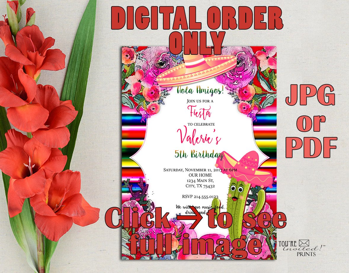 Digital Invite-Mexican Sarape Birthday Invite