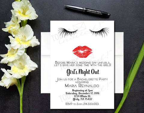 Lipstick and Makeup Bachelorette invitations