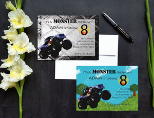 Monster truck birthday invitation