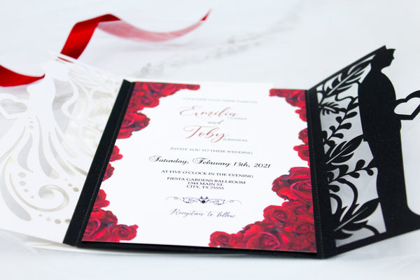 Unique Valentine's Day Wedding Invitation Laser Cut