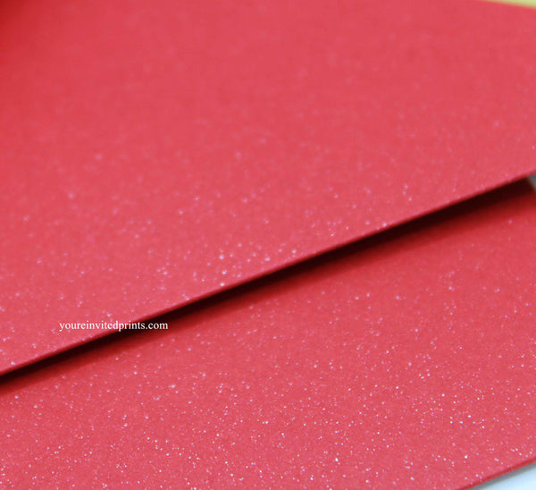 Red Shimmer Envelopes with Gold Foil Border, Elegant Envelopes 5.3 x 7.6 in